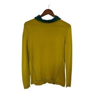 August Silk Women’s Sweater Cowl Neck Chartreuse Green Medium Cotton Modal